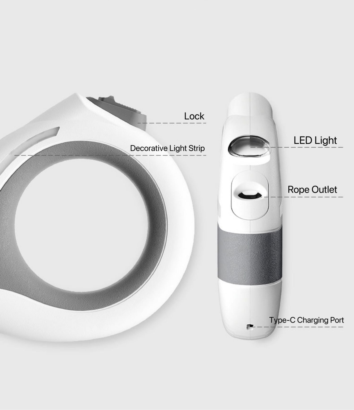 HIPIDOG Automatic Retraceable rope with Flashlight
