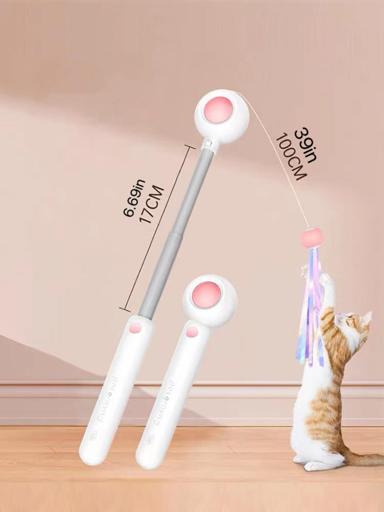 ITEEKE Retractable and Extendable Feathered and Laser Wand Kitty Cat Teaser